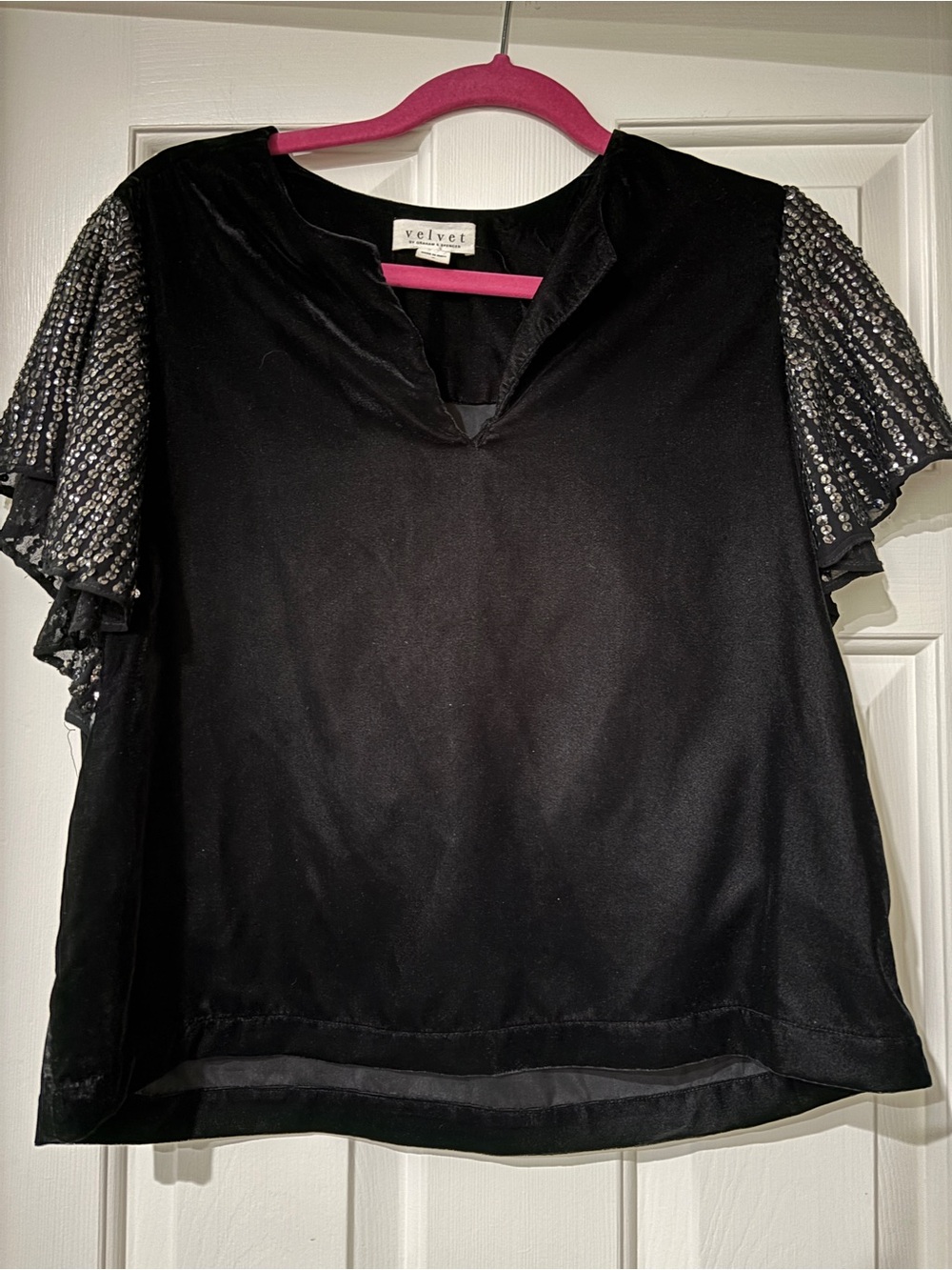 Velvet by Graham & Spencer Black Velvet Top - Size S
